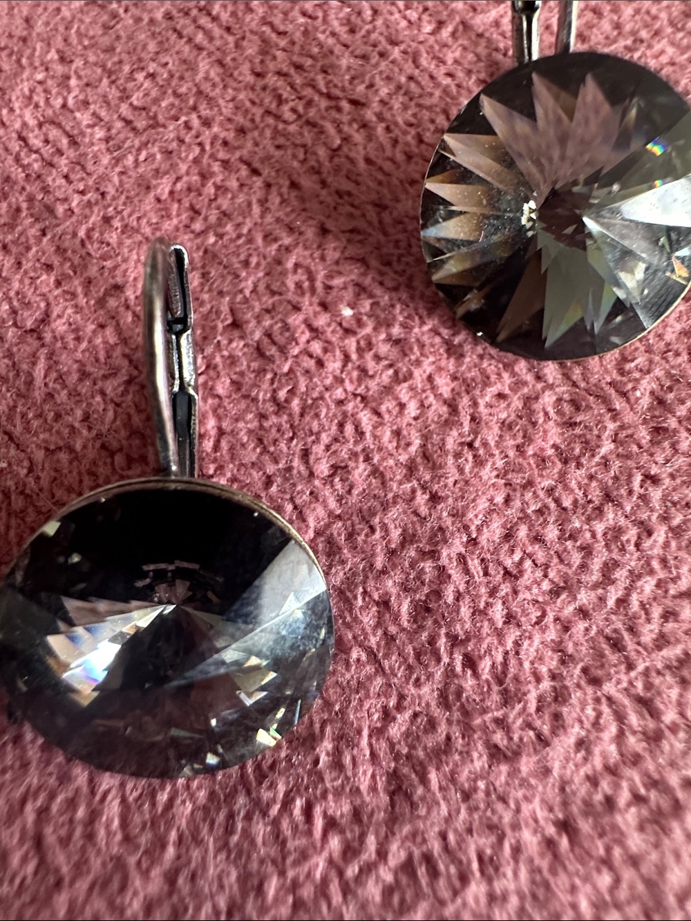 Rivoli Faceted Black Diamond Swarovski Crystal Drop Leverback Earrings - Picture 7 of 9